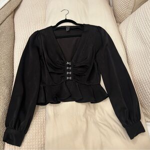 Forever 21 Black Ruffled Blouse